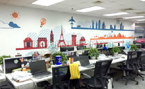 永福教你设计办公室墙绘的方法。