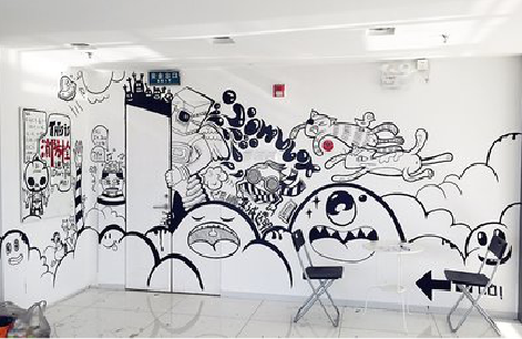 永福手绘墙并非传统涂鸦。